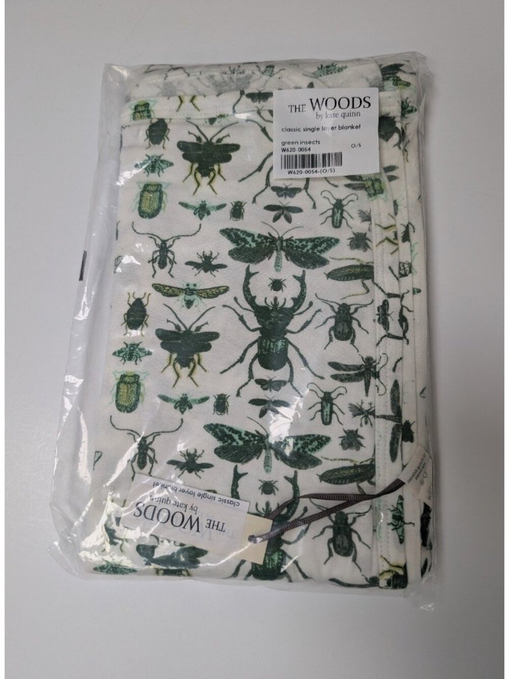 Kate Quinn The Woods Single Layer Blanket Green Insects Bugs Baby Swaddle